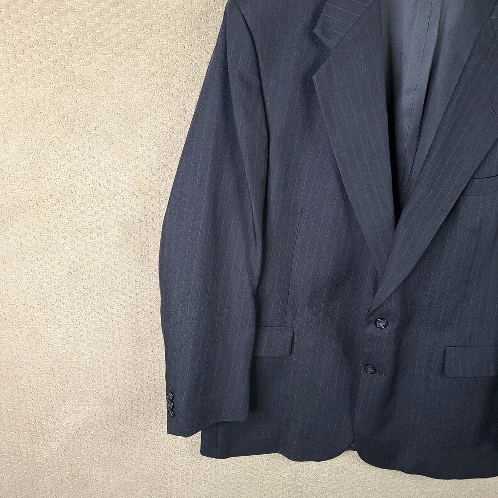 Vintage Sterling & Hunt Kuppenheimer Jacket‎ Men 46L Blue Striped Blazer Coat
